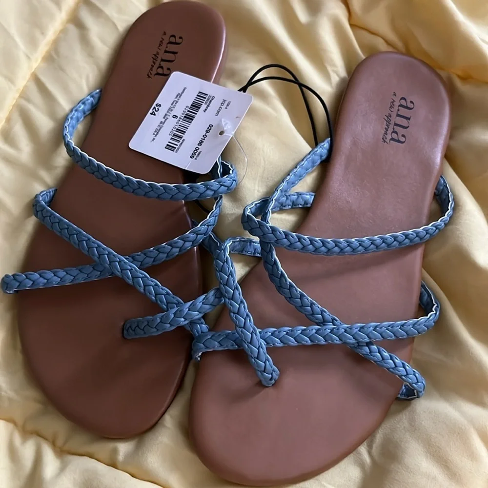ANA braided women’s flat flip flop sandals